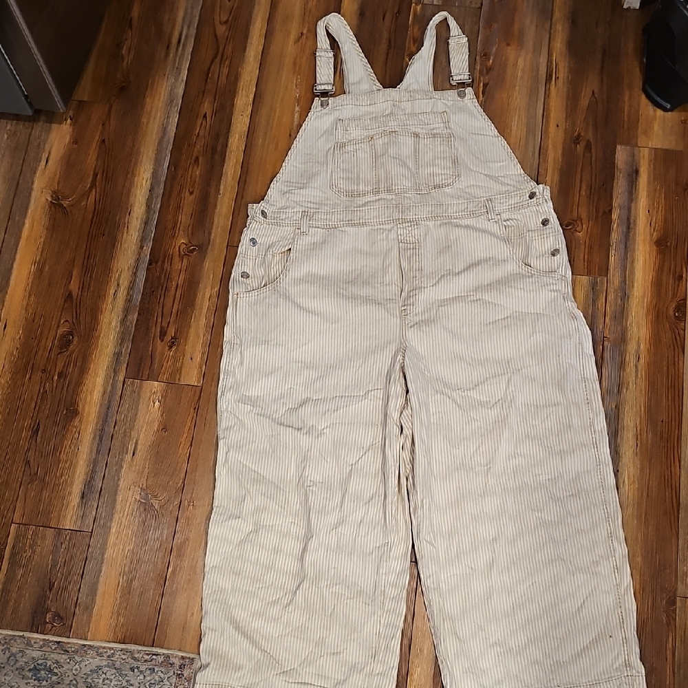 GAP Women's Beige Pinstripe Overalls